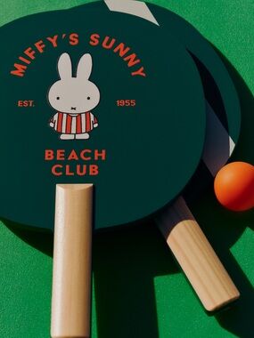 Green stripe MIFFY Table Tennis Set of two rackets and two balls